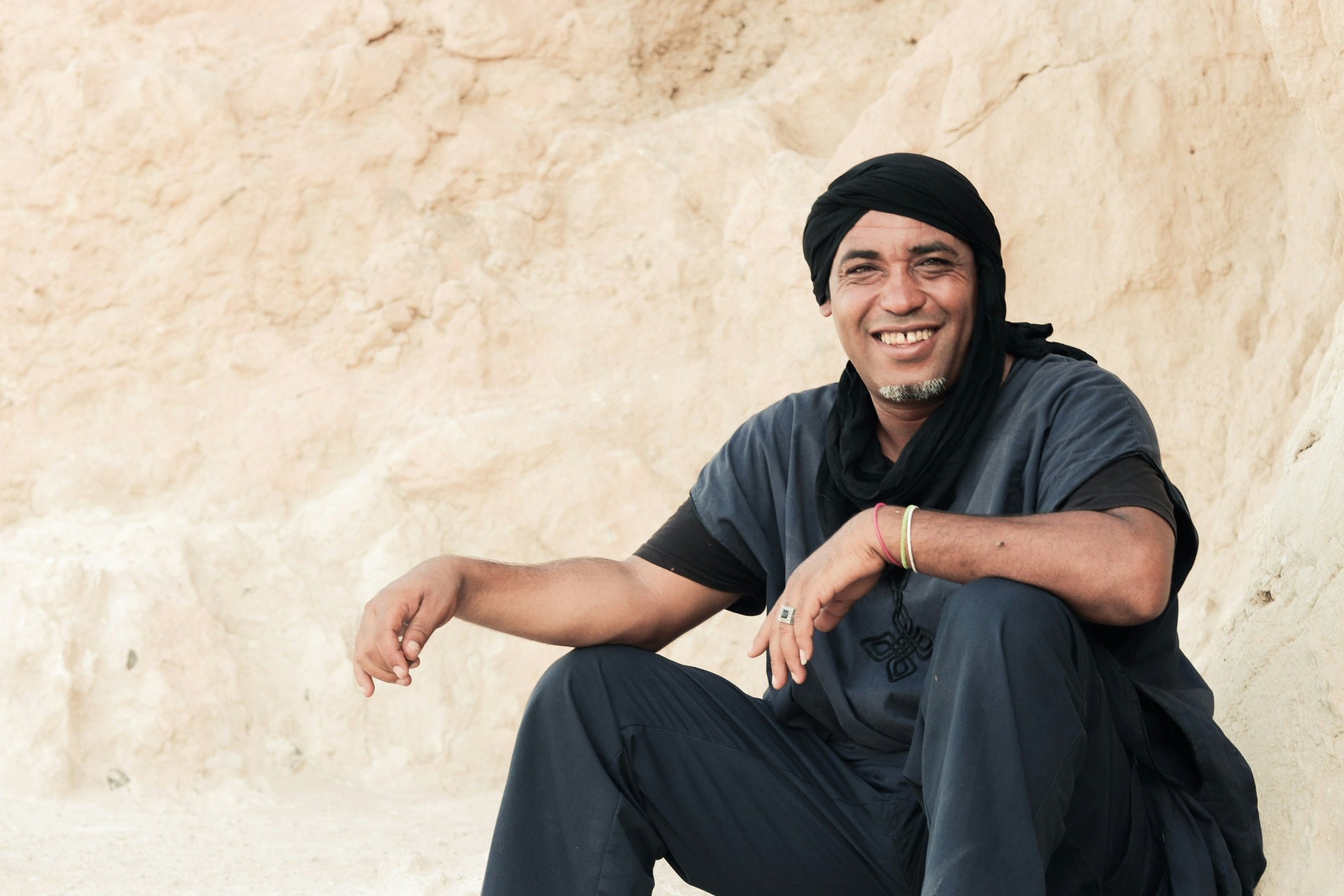 An older Amazigh man in a woollen djellaba, portrait, Tunisia