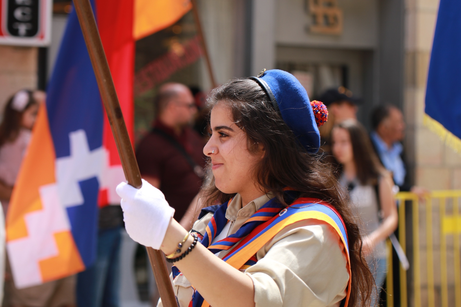 Armenian clergy and faithful in the courtyard of St James in Jerusalem's Armenian quarter