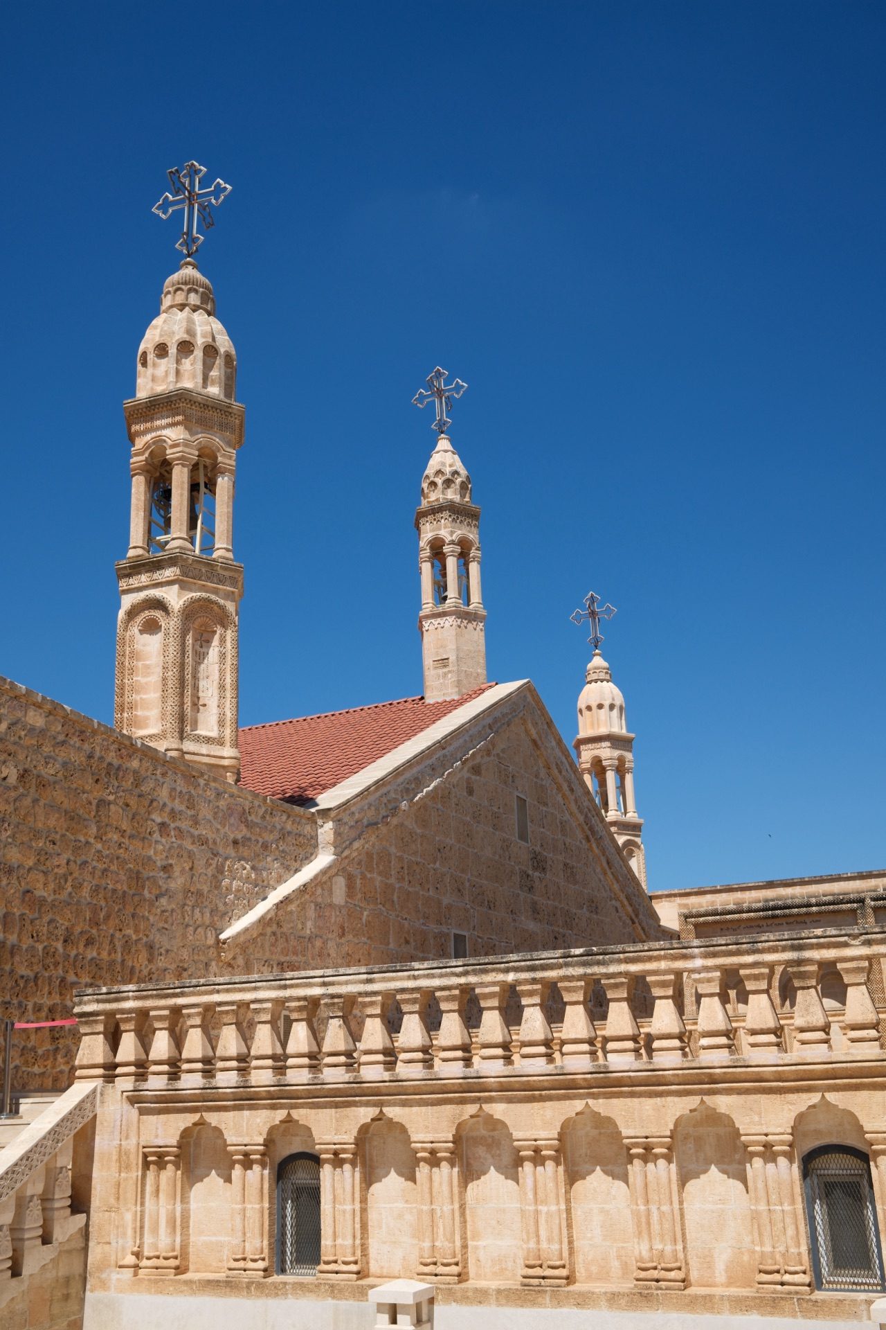 The fortified stone walls and gardens of Mor Gabriel monastery in southeastern Turkey
