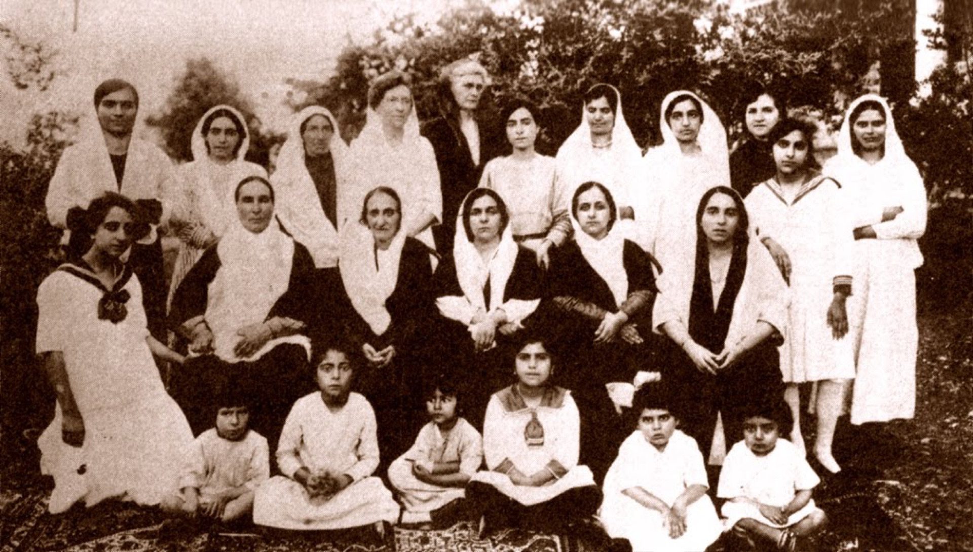 Historic group photograph of women of an early Baha'i family