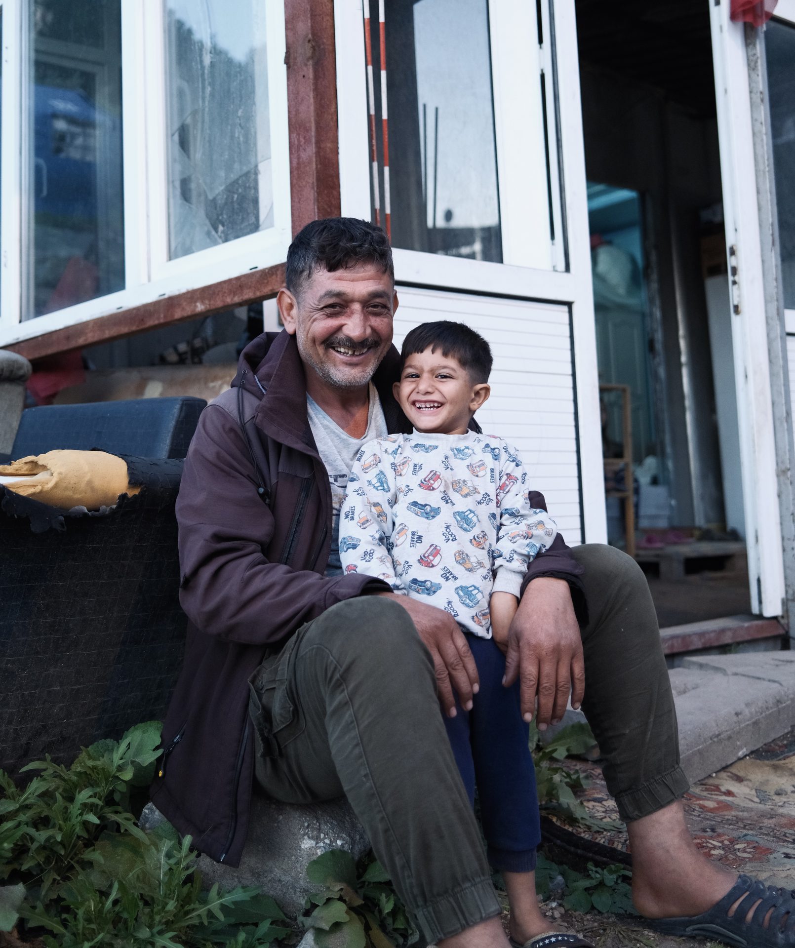 A Kurdish family posing together in Antakya
