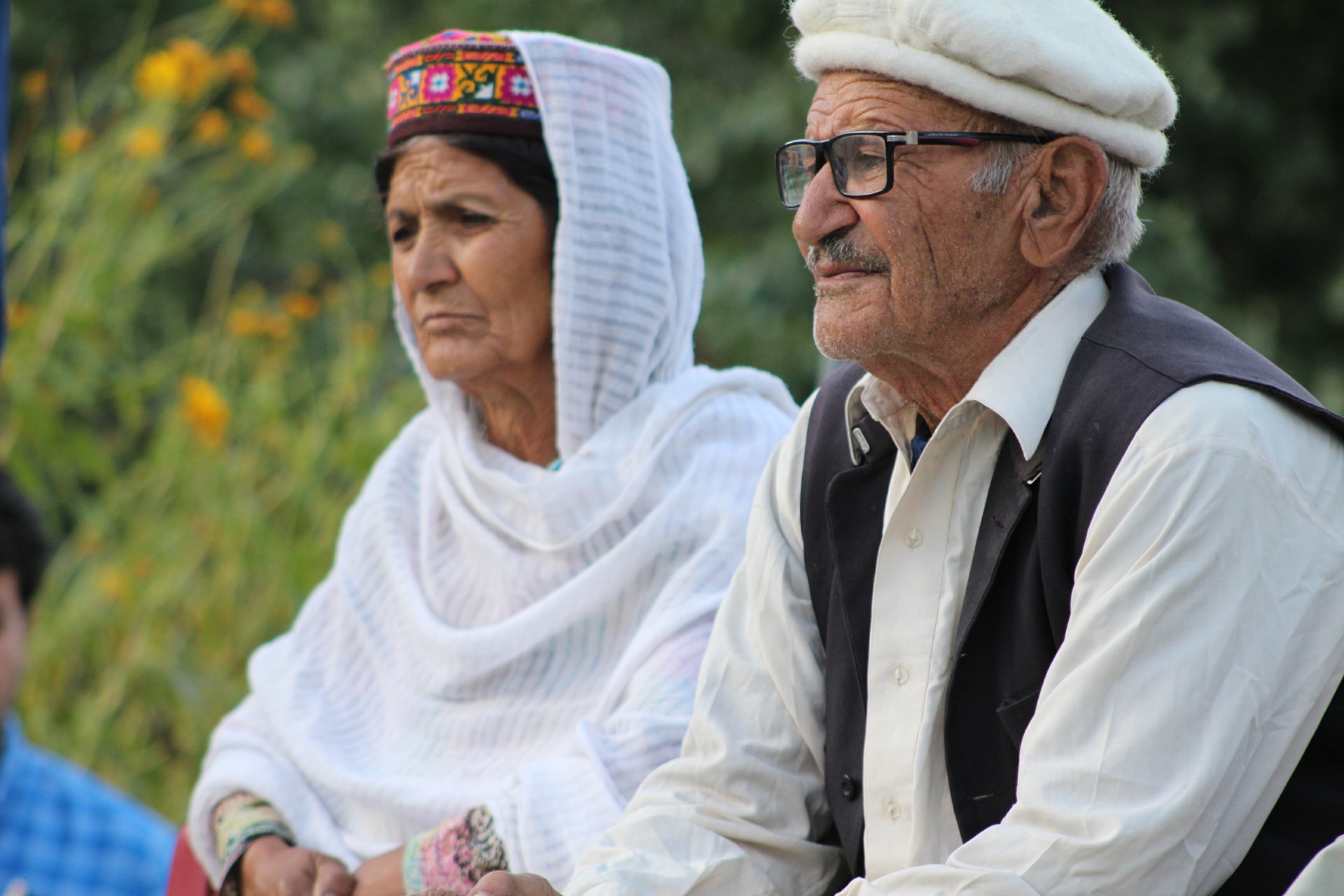 Portrait of a Turkmen man against a plain background